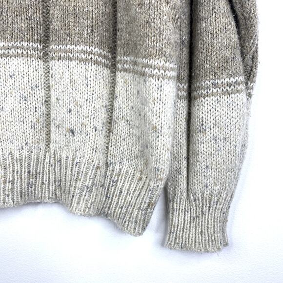 Vintage Claybrooke Outdoors Wool Blend Sweater Mens L Gray Beige Henly Pullover - Picture 5 of 8